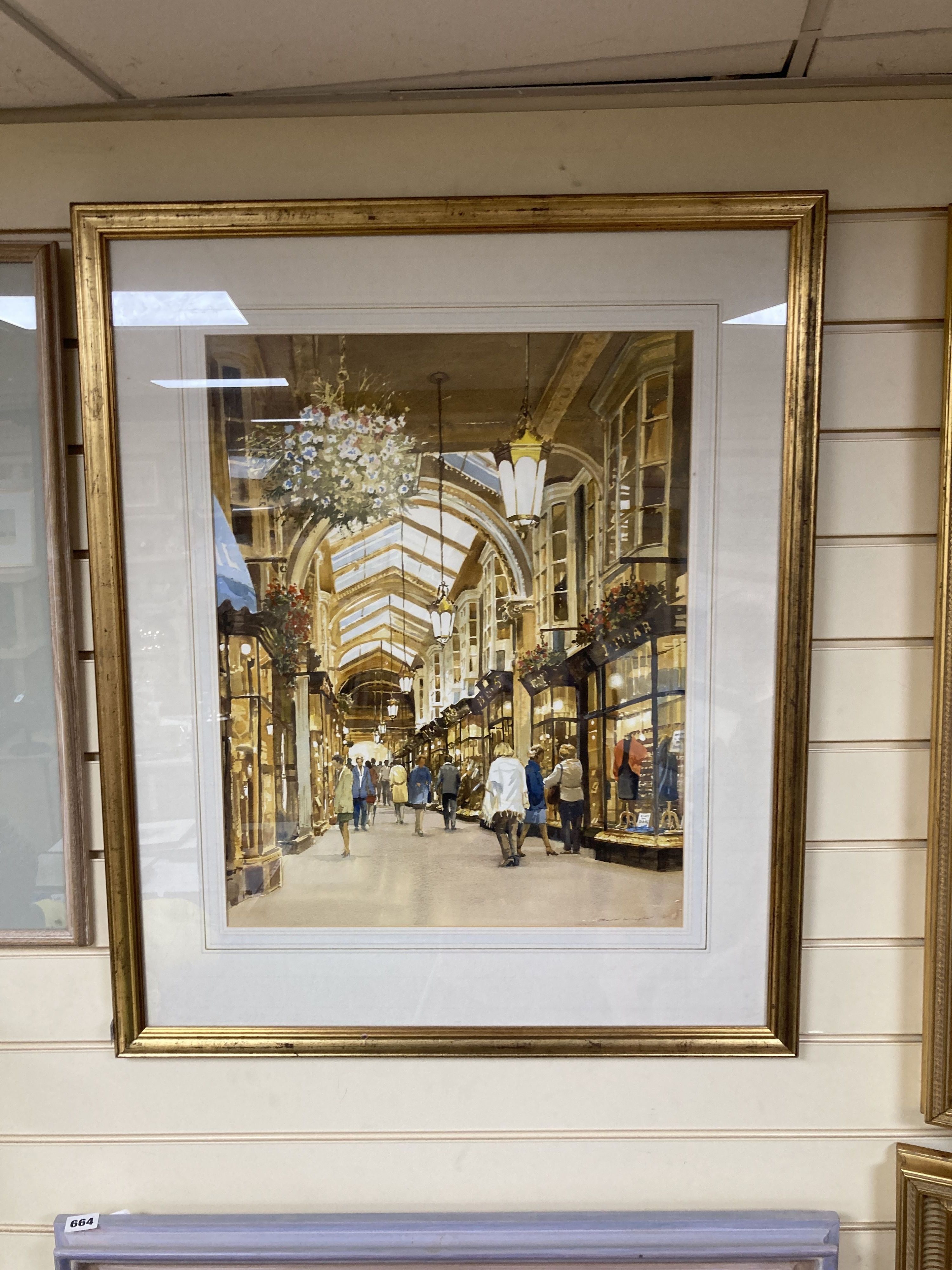 Bert Wright (b.1930), watercolour, Burlington Arcade, signed, 57 x 45cm